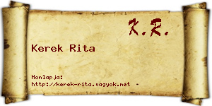 Kerek Rita névjegykártya